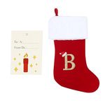 20 Inches Monogram Christmas Stockings with Letters, Unique Red Velvet with White Super Soft Plush Xmas Stockings Red Letter Stockings for Christmas Holiday Xmas Season Decor (B,Red)