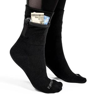 Flippysox Zipper Sock Wallet - Cotton & Polyester Zipper Socks with Pockets - Fits shoe size 6-13 (Black)