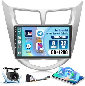 Roinvou 8 Cores 6+128G Android Radio Upgrade for Hyundai Verna Accent Solaris 2010-2016, 9'' HD Touchscreen with Wireless CarPlay Android Auto GPS Navigation WiFi Backup Camera Mirror Link BT Mic RDS
