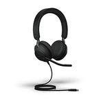 Jabra Evolve2 40 PC Headset - Noise Cancelling Microsoft Teams Certified Mono Headphones With 3-Microphone Call Technology - USB-A Cable - Black