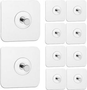 ANH MART Frame Hanger Adhesive Picture Hanger Stainless Steel Removable Picture Hangers Poster Hooks Sticky Transparent Reusable Hanging Hardware Without Nails for Home Wall Decor (Pack 10)
