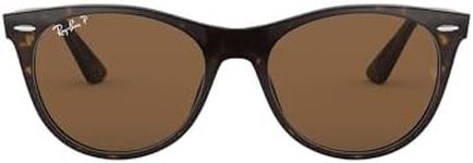 Ray-Ban RB2185 Wayfarer II Round Sunglasses, Tortoise/B-15 Brown Polarized, 55 mm