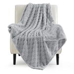 Bedsure Soft Fleece Twin Blankets for Bed, Light Grey Checkered Blanket for Couch, Sofa, Chair, Warm Cozy Thick Fluffy Fuzzy Plush Winter Cute Blanket Gifts for Women, Girls, 60x80