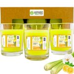 ARPHIBO Scented Candles Set of 3 Citronella Lemongrass Citrus Natural Fragrance, Mosquito Repellent 45 Grams Each in Glass Jar Best for Home and Office Use