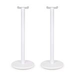 Fluance Floor Speaker Stands for Surround Sound and Bookshelf Speakers with Solid Construction, Adjustable Floor Spikes, Rubber Isolation Feet, Cable Management, Round Base - Matte White/Pair SS05RWH