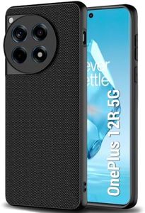TheGiftKart Back Cover Case for OnePlus 12R 5G | Slim & Lightweight | Ultra-Premium Design | Camera Protection Bump | Fabric Texture Case Cover for OnePlus 12R 5G (PC & TPU, Black)