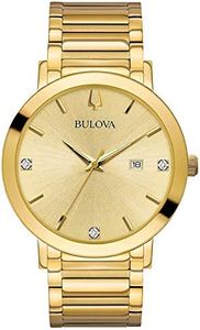 Bulova Modern Quartz Men's Watch, Stainless Steel Diamond, Gold-Tone (Model: 97D115)