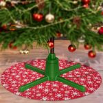 COOLWUFAN 360-Dgree Rotating Christmas Tree Stand for Up to 9ft & 120lb Artificial Trees, 4 Built-in Power Outlets Base with Remote Control, Sturdy Revolving Holder for 7.5ft Xmas Tree