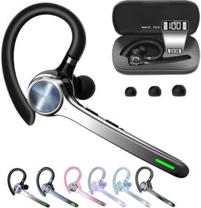 HEIBAS Bluetooth Headset, Wireless Bluetooth Earpiece with 500mAh Charging Case 72 Hours Talking Time Built-in Microphone for iOS Android Cell Phone, V5.1 Hand-Free Headphones for Trucker, Office