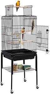 Yaheetech Jaula para Pájaros Jaula de Megtal, Negra, con Soporte Ruedas con Techo Abierto Jaula Agapornis