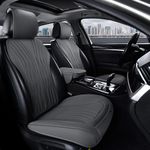 BWTJF Leather Front Car Seat Covers, 2 Pack Universal Sideless Auto Protectors for Front Seats with Storage Pocket and Center Console Covers, Compatible with 95% Cars (Sedan/SUV/Pickup/Van) - Gray