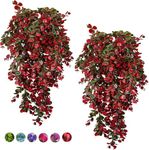 WYTE ORIGIN 1Pcs Artificial Hanging Plants Fern Vine - Fake Ivy Leaves Decoration for Indoors & Outdoors, Faux Foliage Greenery Decor for Living Room, Balcony, Garden, Bedroom (1Pcs) (RED)