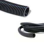 Kable Kontrol Flame Retardant Split Wire Loom Tubing 1-1/2” Inch 50 Ft Long - Black Self-Extinguishing Wire Conduit Cover for Cords - Corrugated Tubing and Protector – Durable Polypropylene
