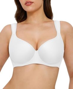 Popilush Minimizer Bras for Women Full Coverage Underwire, Plus Size T Shirt Bra with Support for Large Breasts, White