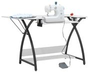 Sew Ready Comet Plus Hobby Side and Lower Shelf Sewing Table, Black/White