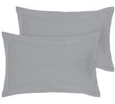 Royale Linens Pillow Shams 2 Pack Queen Size 20x30 Inch - Brushed 1800 Microfiber - Bed Pillow Shams, Wrinkle Resistant Super Soft and Cozy - Back Overlap Closure - Oxford Pillow Case (Queen, Silver)