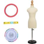 Parfumfloral Female Dress Form Mannequin(Not Adult Full Size ) Miniature Sewing Mini Trouser Dress Form Straightly Into Body Inside, Fully Pinnable Dressmaker Dummy (Skirt Torso Beige, 1/3)