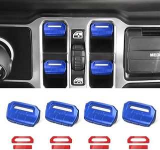 DIAMOOKY 4PCS Upgraded Window Switch Button Cover Compatible with Jeep Wrangler JL JLU 2018-2024 and Gladiator JT 2020 2021 2022 2023 2024 Wrangler 4xe Interior Accessories(Blue)