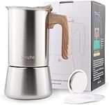 Sivaphe Stovetop Espresso Maker 450ml, Induction Hob Italian Coffee Percolator Maker Moka Pot Stainless Steel 9 Italian Cups 2-3 Mug for Home Camping Hiking