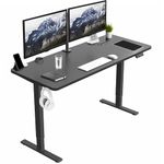 VIVO Electric Height Adjustable 152cm x 61cm Memory Stand Up Desk, Black Solid One-Piece Table Top, Black Frame, Standing Workstation with Preset Controller, 1B Series, DESK-KIT-1B6B