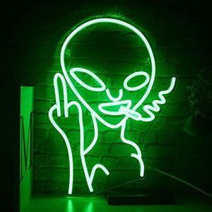 SIGNSHIP fumer Alien néon pour la décoration murale, USB LED, nouveau logo néon vert pour la maison, Chambre d'enfants, bar, Club, chambre à coucher, fête