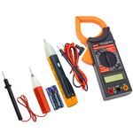 Electronic spices AC/DC DT266 Digital Clamp Multimeter, AC Voltage Tester Volt Test Pen Detector Sensor 90~1000V Non-Contact Digital Voltage Tester with Continuity tester (Pack of 3 Items)