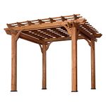 Backyard Discovery 10' by 10' Cedar Wood Pergola, Wind Secure, Strong, Quality Made, Rot Resistant, Concrete Anchors, Spacious for Outdoor Patio, Deck