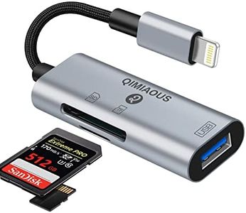 QIMIAOUS [Apple MFi Certified] SD Card Reader for iPhone iPad, 3in1 Lightning to Micro SD Camera Memory Card Reader, USB SLR Camera Adapter Compatible with iPad Pro/iPhone 14/13/12 ect,Plug and Play