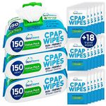 DuraCleanse CPAP Mask Cleaning Wipes - 3 Pack - 3x150 Count Plus 18 Travel Wipes - Extra Large, Extra Moist Cleaning CPAP Wipes for Mask, CPAP Machine & Supplies - Skin Safe with Aloe Vera