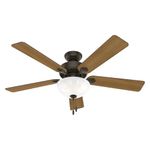 Hunter Fan Swanson Ceiling Fans with Lights 52 Inch, Bedroom Ceiling Fan with LED Light, Indoor Pull Chain Control, New Bronze