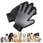 ChewPaws 2024 Pet Grooming Gloves: The Ultimate Deshedding & Hair Removal Solution for Dogs, Cats, Horses, and Rabbits! Unique Five-Finger Design for Effortless Grooming & Mess-Free Fur Removal (Black)