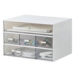 Desk Organizer with 6 Drawers, Makeup Organizer, Plastic Makeup Storage, Cosmetic Storage Organizer, Desk Storage Box, Bathroom Organization Boxes, Desktop Storage Box(White)