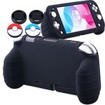 YoRHa Handle Grip Soft Silicone Rubber Protective Cover Case (Black) x 1 for Switch Lite - 9.2019 Slim Model