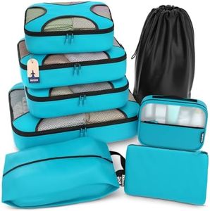 Shacke 8 Set Packing Cubes for Travel Lightweight Luggage Organizer (Aqua Teal)