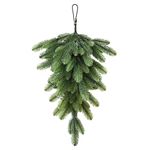 WIVAYE Christmas Teardrop Swag,27.6inch Green Pine Needles Teardrop Swag, Christmas Teardrop Door Swag Greenery Teardrop Wreath for Xmas Mailbox Wall Window Decor, 70cm/27.6inch