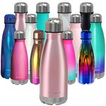 CHILLOUT LIFE Stainless Steel Water Bottle for Kids School, Double Wall Insulated Cola Bottle Shape for Cold and Warm Drinks, BPA Free Metal Sports Bottle for Boys, Girls & Adult (12 oz, Rose Gold)