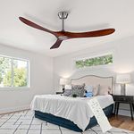 FOBLKS 60" Brushed Nickel Ceiling Fan, Indoor Outdoor Ceiling Fan Without Light, 2 Downrods,Reversible DC Motor Ceiling Fan with Remote Control 27W Quiet Energy Saving