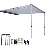 DANCHEL OUTDOOR Pull-Out Car Tent Awning for Camping Overlanding, Waterproof Retractable Roof Rack Awning Canopy with Metal Joints for SUV/Trailers/Truck/Van Gray(1.5x2m)