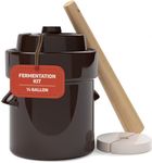 Fermentation Crock 2 Litre - Sauerkraut Crock with Lid, Weights & Pounder - Ceramic Fermenting Crock Kit for Pickling Cabbage Kimchi Vegetables - 2-Litre Fermentation Jar - Stoneware Pickle Pot