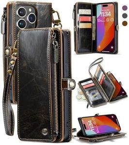 ELEPIK for iPhone 15 Pro Case, iPhone 15 Pro Wallet Case with Card Holder, Kickstand, Wristlet for Women Men, Durable PU Leather Magnetic Wallet Phone Case for iPhone 15 Pro, Luxury Coffee