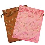 kilofly Embroidered Silk Jacquard Travel Bag, Lingerie & Shoes, Value Set of 2