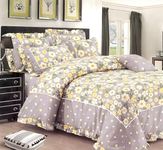 OOA Bedding Set Reversible Quilted King Size Ultra Soft Mild Winter Comforter - 90x100 Inch, Flat Double Bedsheet - 90x100 Inch, 18x28 Inch 2 Pillow Covers, 14x14 Inch 2 Filled Cushions (Multicolor)