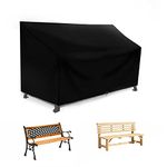 RICHIE 3 Seater Garden Bench Covers, Outdoor Garden Seat Covers Waterproof, Windproof, Anti-UV, Heavy Duty Rip Proof 420D Oxford Fabric, Patio LoveSeat Cover for 3 Seater sofa, 163x66x63/89cm - Black