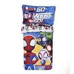 Marvel Spidey & His Amazing Friends Toddler Bedding Set EXPRESSIONS (3 Piece Set, Fits Standard Crib Mattress) Includes Microfiber Reversible Comforter, Fitted Sheet, Pillowcase for Kids