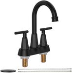 Bathroom Faucets for Sink 3 Hole, 4 inch Matte Black Bathroom Sink Faucet with Pop-up Drain and 2 Supply Hoses, Stainless Steel Lead-Free 2-Handle Centerset Faucet (Matte Black)