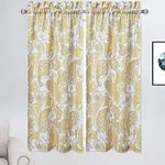 GlowSol Short Cafe Curtains Paisley Half Kitchen Curtains Farmhouse Light-Filtering Cafe Curtains, Floral Window Curtains for Bathroom Bedroom Office Dorm, 27" W x 45" L Yellow