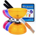 Juggle Dream Cyclone Quartz Diabolo Set - Bearing Axle Professional Diabolo with Aluminium Handsticks and Online Learning Video - Juggling Toy (Clear Orange)