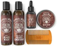 Ultimate Conditioner for Men's Beard Grooming - Softens, Smoothes and Soothes Beard Itch- Contains Wash, Conditioner, Oil, Balm and Comb- Sandalwood Scent