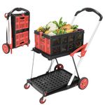 Multi use Functional Collapsible Carts, Mobile Folding Trolley, Collapsible Hand Truck and Dolly, Shopping Cart with Storage Crate, Shopping Cart Folding Trolley