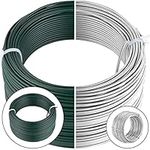 Amagabeli 2.75mm X 100m Plastic Coated Heavy Garden Wire Green Cable Roll Covered with PVC for Garden Fencing Wire Creeping Plants and Protective mesh Fence Protective Fence Construction DA105